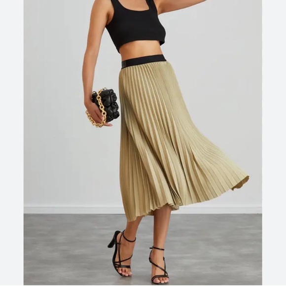 Gold Knit Italian Yarn Pleated Skirt Zara Limited Edition - Picture 1 of 2